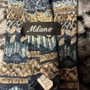 Milano Blue and Gold Textured Pattern Silk Tie